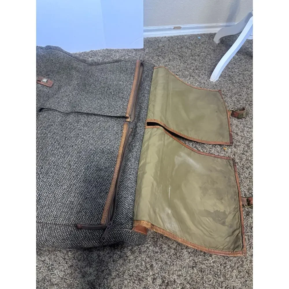 Vintage Hartmann luggage garment bag Hanging Travel tweed & brown leather